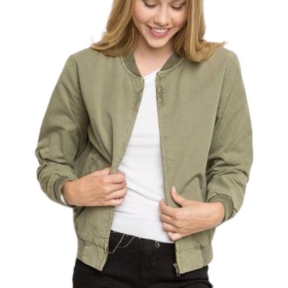 BRANDI MELVILLE Olive Green Bomber Jacket - Picture 1 of 9